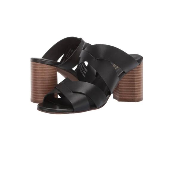 Seychelles Criss-Cross Leather Block Heel Sandals US Women's 10 Black Open Toe - Picture 10 of 10
